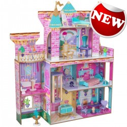 Casuta Castel KidKraft Princess Party Castle -Casa pentru papusi din lemn MDF cu sunete si lumini LED